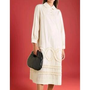 MINJUKIM Cream Size 38/US 6 Ruffled Tunic Maxi DRESS #C